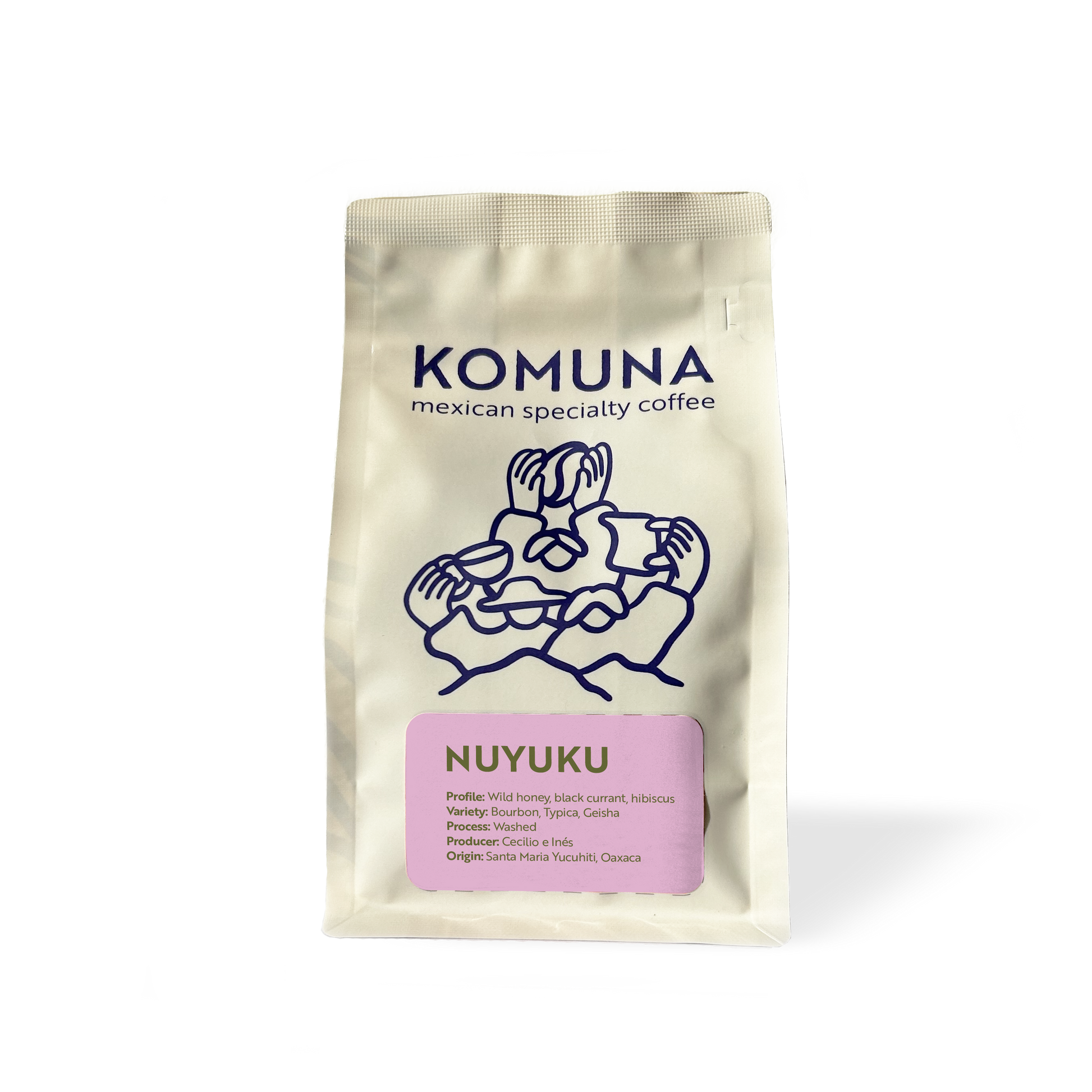 Komuna specialty coffee, wahsed geisha from Oaxaca, Mexico, freshly roasted in Denmark.