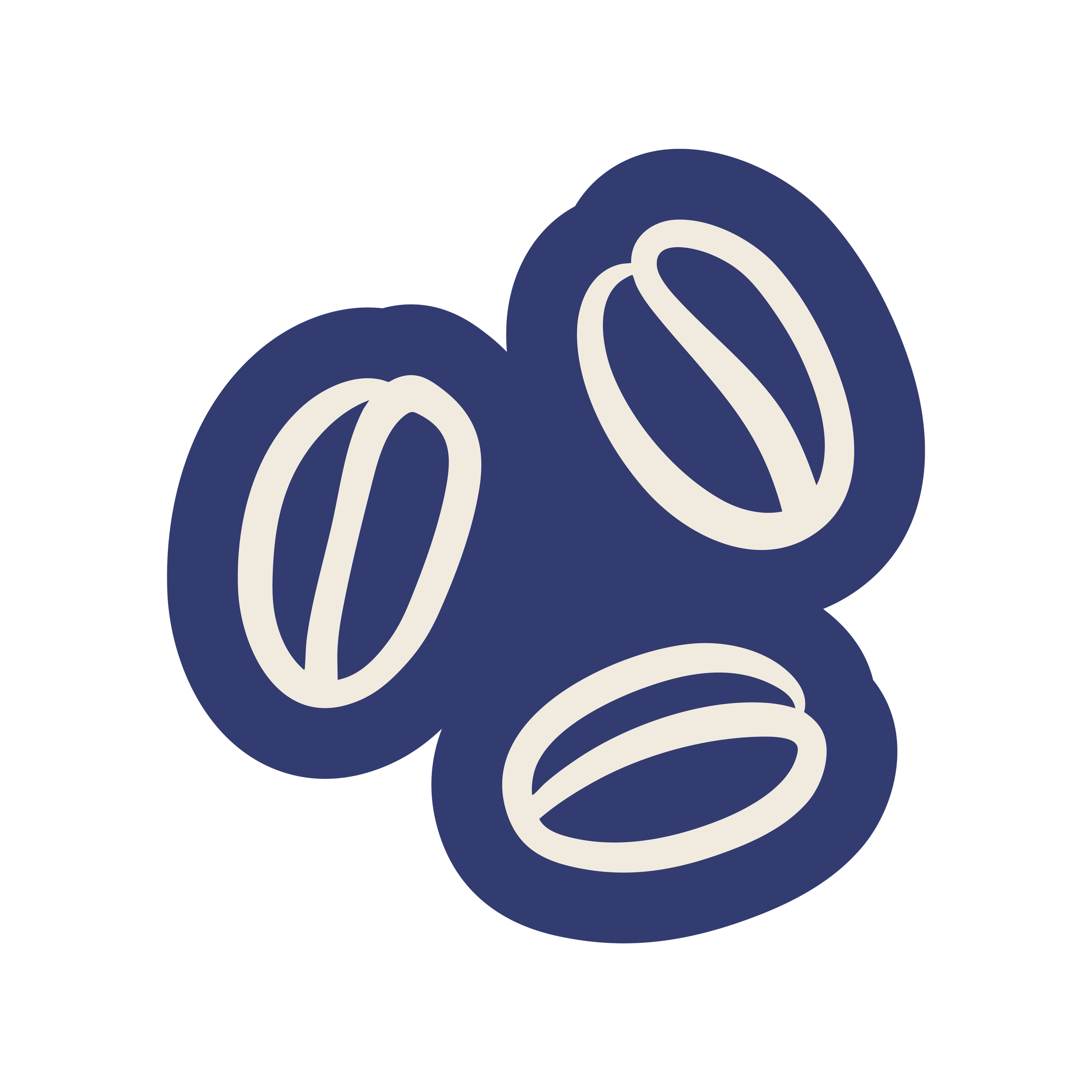 Hand-drawn illustration of coffee beans, representing Komuna specialty coffee crafted from Mexico and roasted in Denmark.